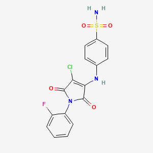 molecular formula C16H11ClFN3O4S B2891888 4-[[4-Chloro-1-(2-fluorophenyl)-2,5-dioxopyrrol-3-yl]amino]benzenesulfonamide CAS No. 685849-38-1