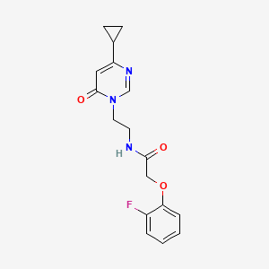 molecular formula C17H18FN3O3 B2891902 N-(2-(4-环丙基-6-氧代嘧啶-1(6H)-基)乙基)-2-(2-氟苯氧基)乙酰胺 CAS No. 2034480-34-5