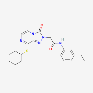 molecular formula C21H25N5O2S B2891904 2-(8-(cyclohexylthio)-3-oxo-[1,2,4]triazolo[4,3-a]pyrazin-2(3H)-yl)-N-(3-ethylphenyl)acetamide CAS No. 1251549-99-1