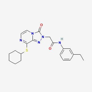 molecular formula C21H25N5O2S B2891904 2-(8-(环己硫基)-3-氧代-[1,2,4]三唑并[4,3-a]哒嗪-2(3H)-基)-N-(3-乙基苯基)乙酰胺 CAS No. 1251549-99-1