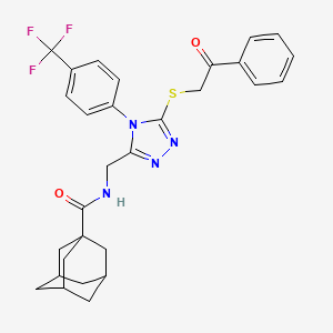 molecular formula C29H29F3N4O2S B2891910 (1S,3s)-N-((5-((2-oxo-2-phenylethyl)thio)-4-(4-(trifluoromethyl)phenyl)-4H-1,2,4-triazol-3-yl)methyl)adamantane-1-carboxamide CAS No. 477302-49-1