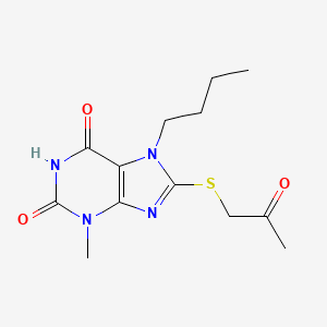 molecular formula C13H18N4O3S B2891915 7-Butyl-3-methyl-8-(2-oxopropylsulfanyl)purine-2,6-dione CAS No. 371780-75-5