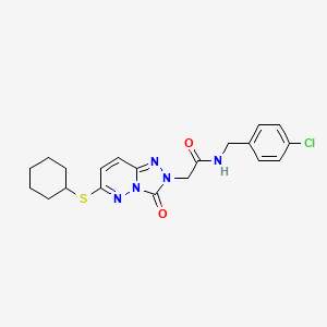 molecular formula C20H22ClN5O2S B2891917 N-(4-chlorobenzyl)-2-[6-(cyclohexylthio)-3-oxo[1,2,4]triazolo[4,3-b]pyridazin-2(3H)-yl]acetamide CAS No. 1040653-64-2