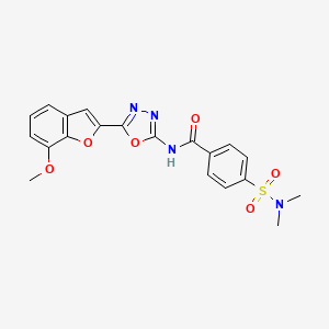 molecular formula C20H18N4O6S B2891920 4-(N,N-dimethylsulfamoyl)-N-(5-(7-methoxybenzofuran-2-yl)-1,3,4-oxadiazol-2-yl)benzamide CAS No. 922122-42-7