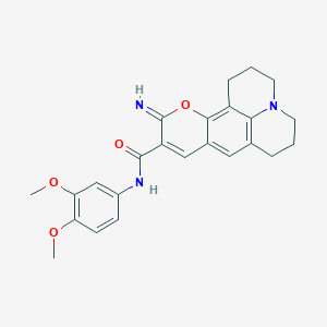molecular formula C24H25N3O4 B2891927 N-(3,4-dimethoxyphenyl)-11-imino-2,3,6,7-tetrahydro-1H,5H,11H-pyrano[2,3-f]pyrido[3,2,1-ij]quinoline-10-carboxamide CAS No. 902507-51-1
