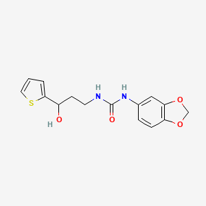 molecular formula C15H16N2O4S B2891931 1-(Benzo[d][1,3]dioxol-5-yl)-3-(3-hydroxy-3-(thiophen-2-yl)propyl)urea CAS No. 1421507-35-8