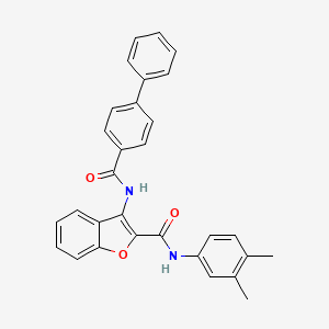 3-([1,1'-biphenyl]-4-ylcarboxamido)-N-(3,4-dimethylphenyl)benzofuran-2-carboxamide