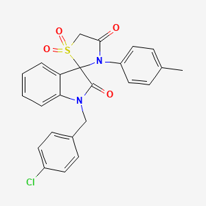 molecular formula C24H19ClN2O4S B2891986 1-[(4-Chlorophenyl)methyl]-3'-(4-methylphenyl)-1,2-dihydrospiro[indole-3,2'-[1lambda6,3]thiazolidine]-1',1',2,4'-tetrone CAS No. 894874-84-1