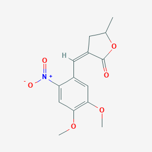 molecular formula C14H15NO6 B289199 3-{2-nitro-4,5-dimethoxybenzylidene}-5-methyldihydro-2(3H)-furanone 