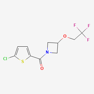 molecular formula C10H9ClF3NO2S B2892005 (5-氯噻吩-2-基)(3-(2,2,2-三氟乙氧基)氮杂环丁-1-基)甲酮 CAS No. 2034400-59-2