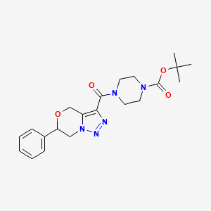 molecular formula C21H27N5O4 B2892023 叔丁醇 4-[(6-苯基-6,7-二氢-4H-[1,2,3]三唑并[5,1-c][1,4]恶嗪-3-基)羰基]哌嗪-1-甲酸酯 CAS No. 1987222-86-5