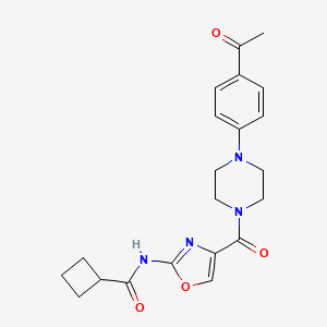 molecular formula C21H24N4O4 B2892038 N-(4-(4-(4-acetylphenyl)piperazine-1-carbonyl)oxazol-2-yl)cyclobutanecarboxamide CAS No. 1396858-84-6