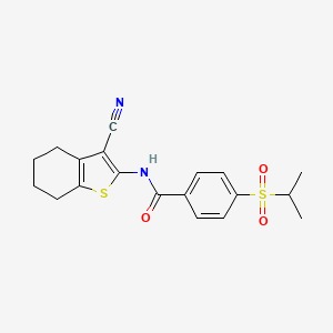 molecular formula C19H20N2O3S2 B2892058 N-(3-cyano-4,5,6,7-tetrahydrobenzo[b]thiophen-2-yl)-4-(isopropylsulfonyl)benzamide CAS No. 900009-85-0