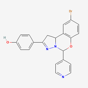 molecular formula C21H16BrN3O2 B2892068 4-(9-溴-5-(吡啶-4-基)-5,10b-二氢-1H-苯并[e]吡唑并[1,5-c][1,3]噁嗪-2-基)苯酚 CAS No. 941946-85-6