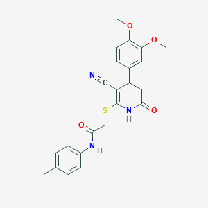 2-{[3-cyano-4-(3,4-dimethoxyphenyl)-6-oxo-1,4,5,6-tetrahydropyridin-2-yl]sulfanyl}-N-(4-ethylphenyl)acetamide