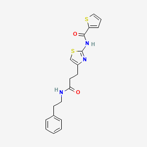 molecular formula C19H19N3O2S2 B2892088 N-(4-(3-氧代-3-(苯乙基氨基)丙基)噻唑-2-基)噻吩-2-甲酰胺 CAS No. 1021022-76-3