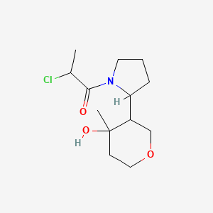 molecular formula C13H22ClNO3 B2892094 2-Chloro-1-[2-(4-hydroxy-4-methyloxan-3-yl)pyrrolidin-1-yl]propan-1-one CAS No. 2411314-31-1