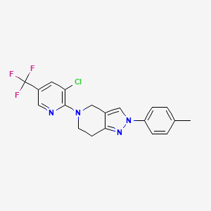 molecular formula C19H16ClF3N4 B2892096 5-[3-chloro-5-(trifluoromethyl)-2-pyridinyl]-2-(4-methylphenyl)-4,5,6,7-tetrahydro-2H-pyrazolo[4,3-c]pyridine CAS No. 250714-13-7