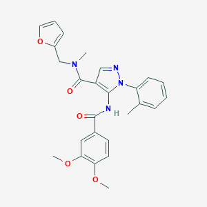 molecular formula C26H26N4O5 B289212 5-[(3,4-dimethoxybenzoyl)amino]-N-(2-furylmethyl)-N-methyl-1-(2-methylphenyl)-1H-pyrazole-4-carboxamide 