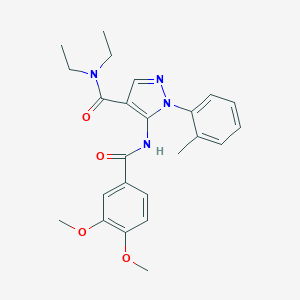 molecular formula C24H28N4O4 B289213 5-[(3,4-dimethoxybenzoyl)amino]-N,N-diethyl-1-(2-methylphenyl)-1H-pyrazole-4-carboxamide 