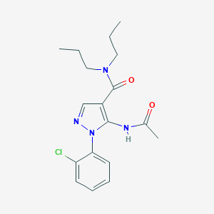 molecular formula C18H23ClN4O2 B289215 5-acetamido-1-(2-chlorophenyl)-N,N-dipropylpyrazole-4-carboxamide 
