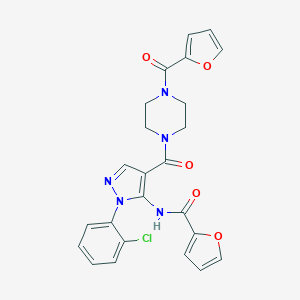 molecular formula C24H20ClN5O5 B289216 N-(1-(2-chlorophenyl)-4-{[4-(2-furoyl)-1-piperazinyl]carbonyl}-1H-pyrazol-5-yl)-2-furamide 