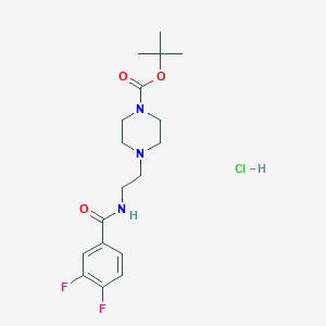 molecular formula C18H26ClF2N3O3 B2892171 盐酸叔丁基 4-(2-(3,4-二氟苯甲酰胺)乙基)哌嗪-1-甲酸酯 CAS No. 1351642-42-6