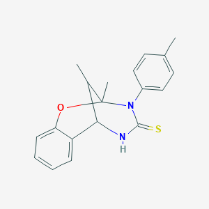 molecular formula C19H20N2OS B2892173 2,11-dimethyl-3-(4-methylphenyl)-2,3,5,6-tetrahydro-4H-2,6-methano-1,3,5-benzoxadiazocine-4-thione CAS No. 1005063-38-6