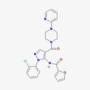 molecular formula C24H21ClN6O3 B289218 N-(1-(2-chlorophenyl)-4-{[4-(2-pyridinyl)-1-piperazinyl]carbonyl}-1H-pyrazol-5-yl)-2-furamide 