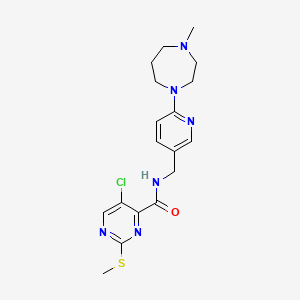 molecular formula C18H23ClN6OS B2892192 5-chloro-N-{[6-(4-methyl-1,4-diazepan-1-yl)pyridin-3-yl]methyl}-2-(methylsulfanyl)pyrimidine-4-carboxamide CAS No. 1241039-14-4
