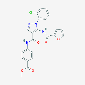 molecular formula C23H17ClN4O5 B289220 methyl 4-({[1-(2-chlorophenyl)-5-(2-furoylamino)-1H-pyrazol-4-yl]carbonyl}amino)benzoate 