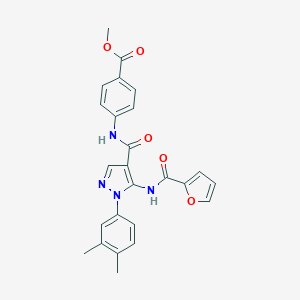 molecular formula C25H22N4O5 B289221 methyl 4-({[1-(3,4-dimethylphenyl)-5-(2-furoylamino)-1H-pyrazol-4-yl]carbonyl}amino)benzoate 