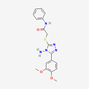 molecular formula C18H19N5O3S B2892214 2-{[4-amino-5-(3,4-dimethoxyphenyl)-4H-1,2,4-triazol-3-yl]sulfanyl}-N-phenylacetamide CAS No. 905761-51-5