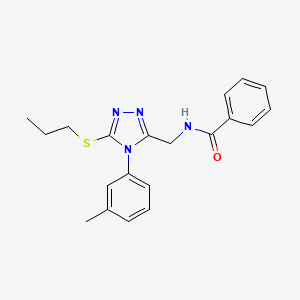 molecular formula C20H22N4OS B2892216 N-[[4-(3-methylphenyl)-5-propylsulfanyl-1,2,4-triazol-3-yl]methyl]benzamide CAS No. 391897-87-3