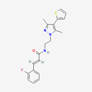 molecular formula C20H20FN3OS B2892221 (E)-N-(2-(3,5-dimethyl-4-(thiophen-2-yl)-1H-pyrazol-1-yl)ethyl)-3-(2-fluorophenyl)acrylamide CAS No. 2035006-90-5