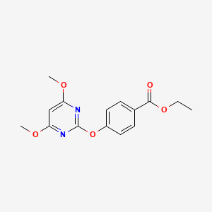 molecular formula C15H16N2O5 B2892222 Ethyl 4-[(4,6-dimethoxy-2-pyrimidinyl)oxy]benzenecarboxylate CAS No. 329700-19-8