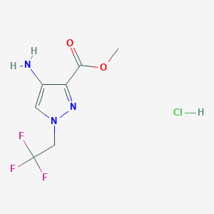 molecular formula C7H9ClF3N3O2 B2892234 Methyl 4-amino-1-(2,2,2-trifluoroethyl)pyrazole-3-carboxylate;hydrochloride CAS No. 2416229-82-6