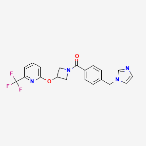 molecular formula C20H17F3N4O2 B2892250 (4-((1H-imidazol-1-yl)methyl)phenyl)(3-((6-(trifluoromethyl)pyridin-2-yl)oxy)azetidin-1-yl)methanone CAS No. 2034399-99-8