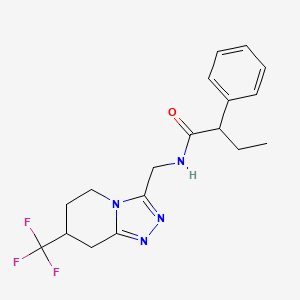 molecular formula C18H21F3N4O B2892252 2-phenyl-N-((7-(trifluoromethyl)-5,6,7,8-tetrahydro-[1,2,4]triazolo[4,3-a]pyridin-3-yl)methyl)butanamide CAS No. 2034381-50-3