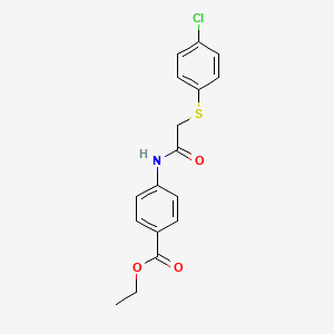 molecular formula C17H16ClNO3S B2892259 Ethyl 4-(2-((4-chlorophenyl)thio)acetamido)benzoate CAS No. 271775-41-8