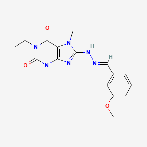 (E)-1-ethyl-8-(2-(3-methoxybenzylidene)hydrazinyl)-3,7-dimethyl-1H-purine-2,6(3H,7H)-dione