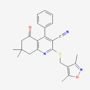 molecular formula C24H23N3O2S B2892276 2-(((3,5-二甲基异恶唑-4-基)甲基)硫代)-7,7-二甲基-5-氧代-4-苯基-5,6,7,8-四氢喹啉-3-腈 CAS No. 690962-12-0