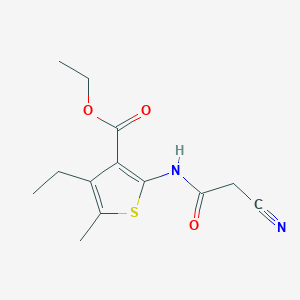 molecular formula C13H16N2O3S B2892277 2-[(氰基乙酰)氨基]-4-乙基-5-甲硫代噻吩-3-羧酸乙酯 CAS No. 549542-87-2