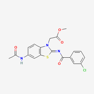 molecular formula C19H16ClN3O4S B2892278 (Z)-methyl 2-(6-acetamido-2-((3-chlorobenzoyl)imino)benzo[d]thiazol-3(2H)-yl)acetate CAS No. 941917-33-5