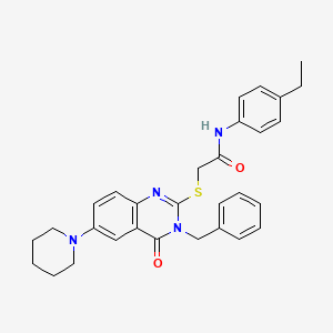 molecular formula C30H32N4O2S B2892282 2-(3-苄基-4-氧代-6-哌啶-1-基喹唑啉-2-基)硫代-N-(4-乙基苯基)乙酰胺 CAS No. 689228-57-7
