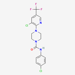 molecular formula C17H15Cl2F3N4O B2892288 N-(4-氯苯基)-4-[3-氯-5-(三氟甲基)吡啶-2-基]哌嗪-1-甲酰胺 CAS No. 856186-76-0
