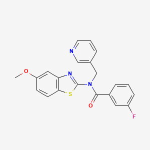 molecular formula C21H16FN3O2S B2892289 3-氟-N-(5-甲氧基苯并[d]噻唑-2-基)-N-(吡啶-3-基甲基)苯甲酰胺 CAS No. 895411-61-7