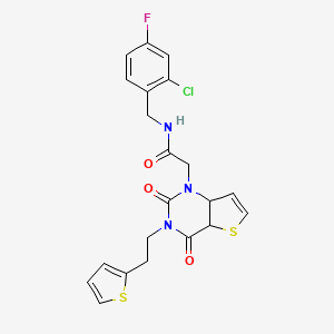 molecular formula C21H17ClFN3O3S2 B2892290 N-[(2-氯-4-氟苯基)甲基]-2-{2,4-二氧代-3-[2-(噻吩-2-基)乙基]-1H,2H,3H,4H-噻吩并[3,2-d]嘧啶-1-基}乙酰胺 CAS No. 1260997-79-2