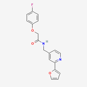 molecular formula C18H15FN2O3 B2892298 2-(4-fluorophenoxy)-N-((2-(furan-2-yl)pyridin-4-yl)methyl)acetamide CAS No. 2034438-49-6
