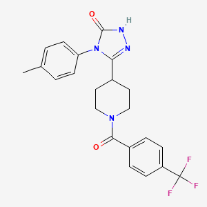 molecular formula C22H21F3N4O2 B2892325 4-(4-甲苯基)-5-{1-[4-(三氟甲基)苯甲酰]哌啶-4-基}-2,4-二氢-3H-1,2,4-三唑-3-酮 CAS No. 1775519-41-9